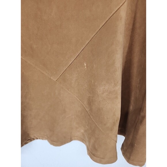 Faux Suede Camel Midi Skirt Prairie Western Muted Neutral Casual Chic Fall | 12 - Picture 3 of 7